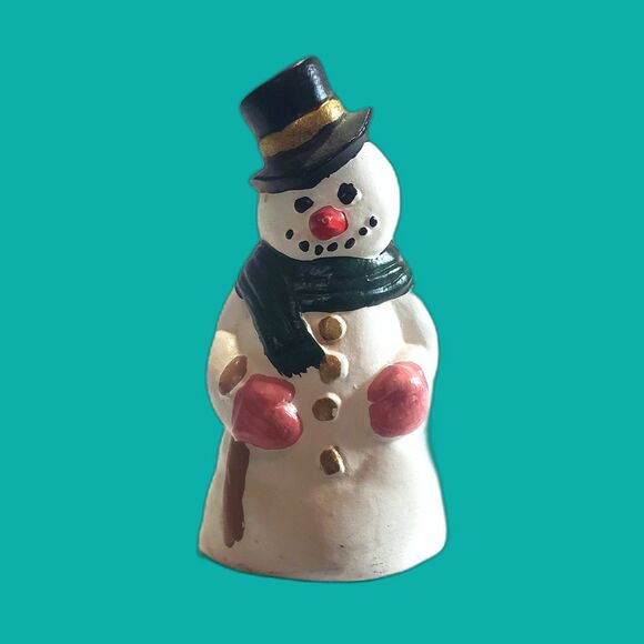 Snowman Ceramic Hand Painted Winter Decoration Miniature Figurine Christmas - Picture 1 of 3